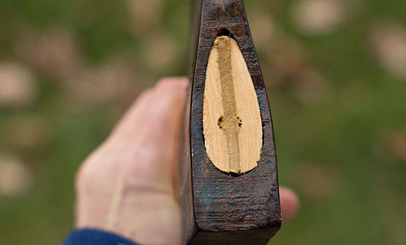 Top of the hung ax with linseed oil applied